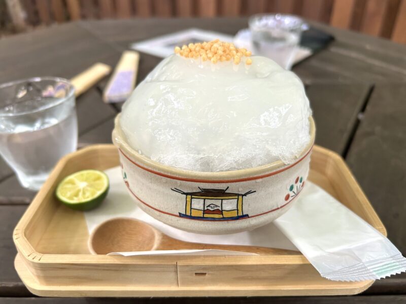 山辺の道　花もり　かき氷　葛煉り蜜とあんことすだち　